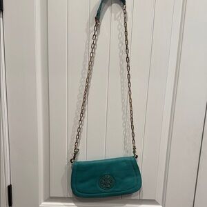 Tory Burch Teal Crossbody Bag with Chain Strap